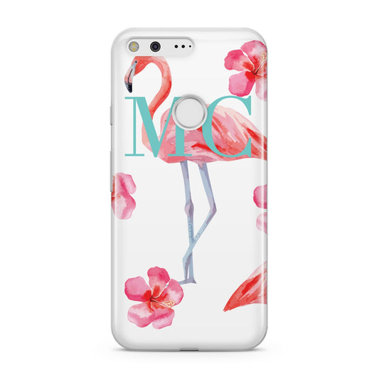 Personalised Initials Flamingo 3 Google Pixel Case