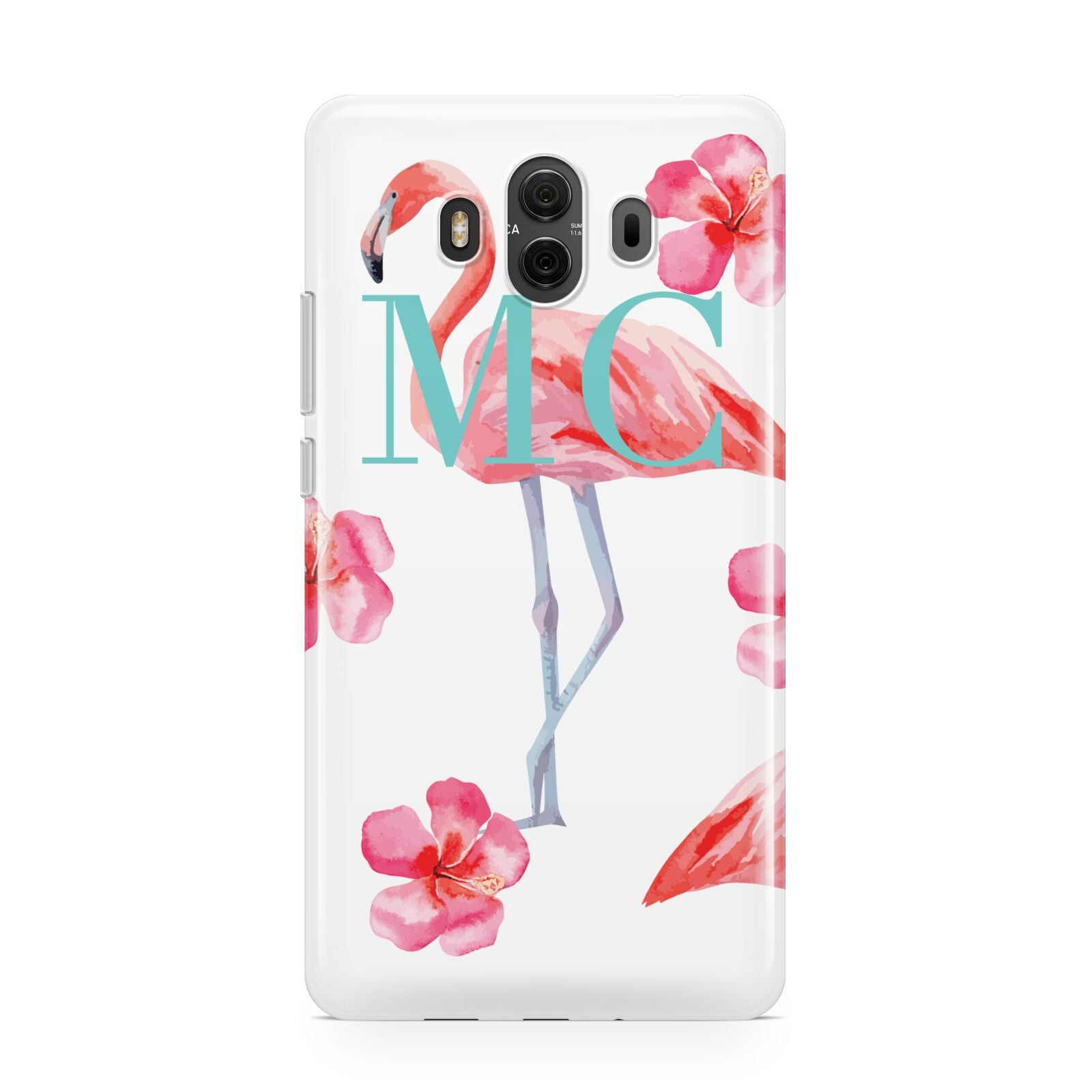 Personalised Initials Flamingo 3 Huawei Mate 10 Protective Phone Case