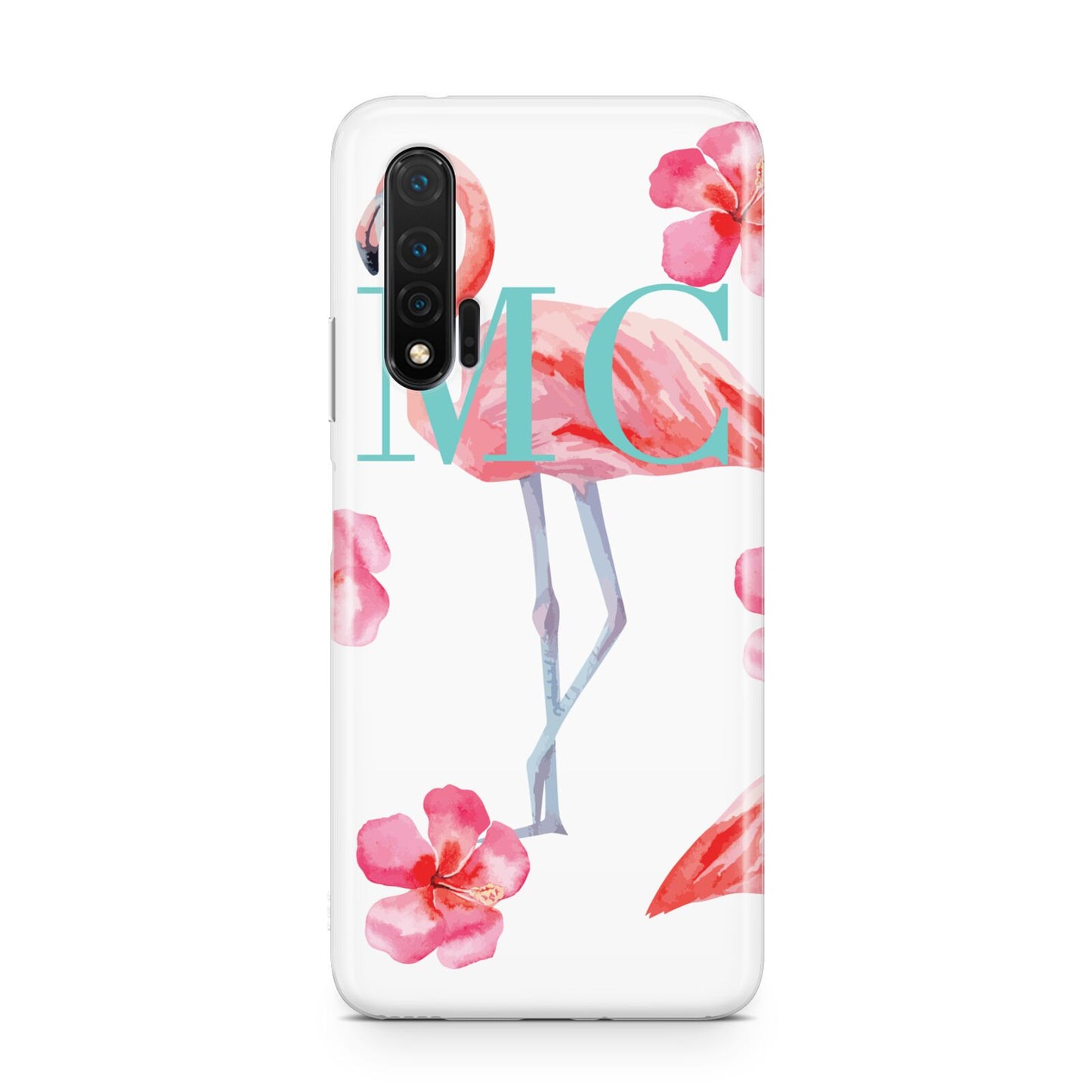Personalised Initials Flamingo 3 Huawei Nova 6 Phone Case
