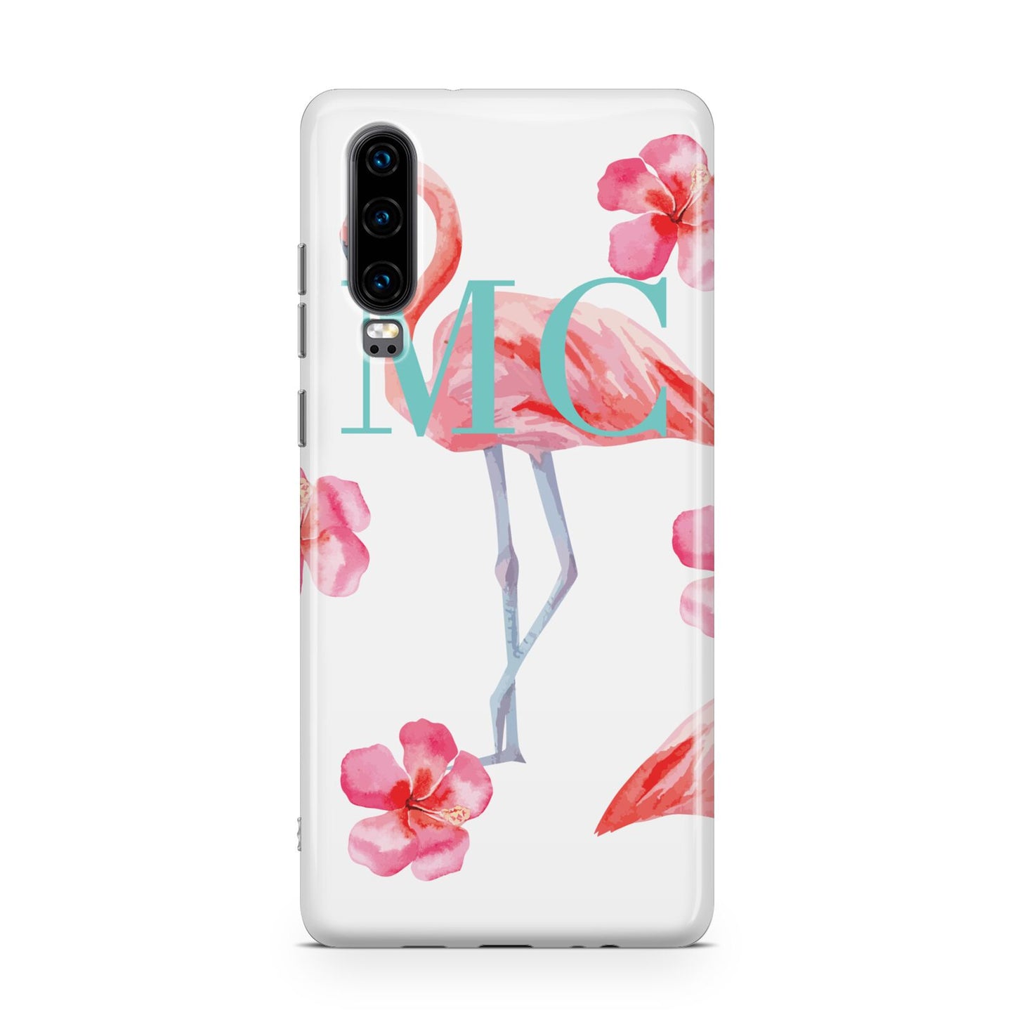 Personalised Initials Flamingo 3 Huawei P30 Phone Case