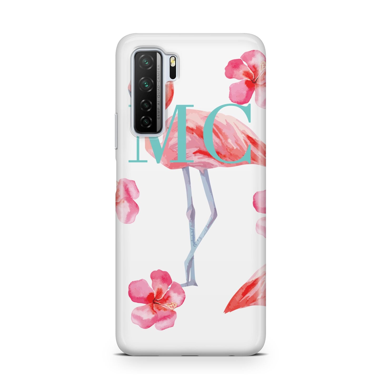 Personalised Initials Flamingo 3 Huawei P40 Lite 5G Phone Case