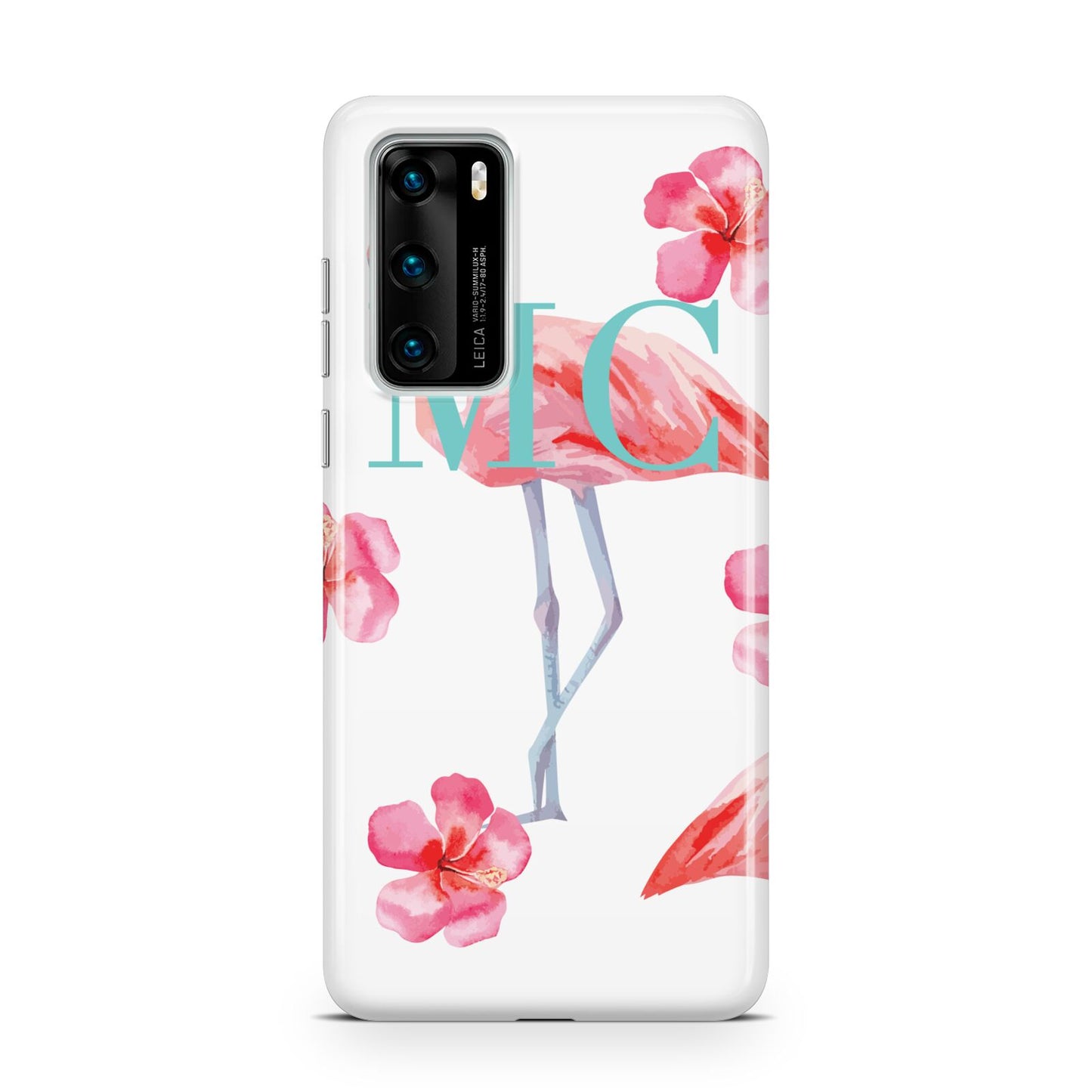 Personalised Initials Flamingo 3 Huawei P40 Phone Case