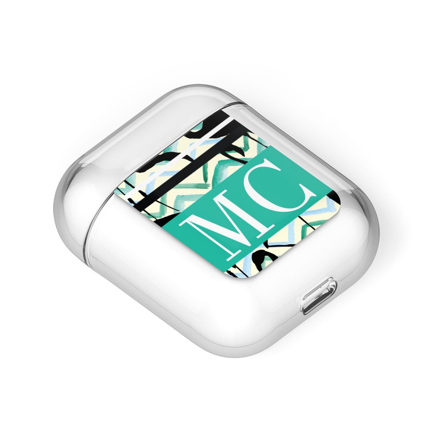 Personalised Initials Flamingos 2 AirPods Case Laid Flat