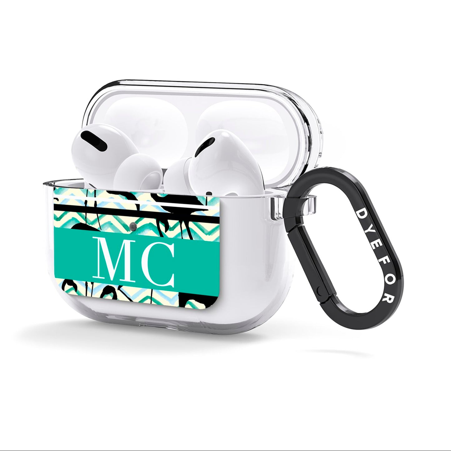 Personalised Initials Flamingos 2 AirPods Clear Case 3rd Gen Side Image