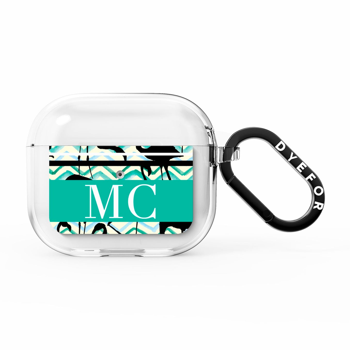 Personalised Initials Flamingos 2 AirPods Clear Case 3rd Gen