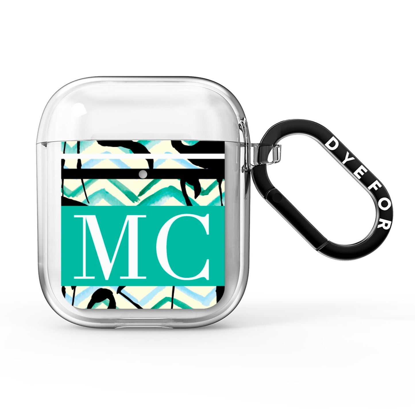 Personalised Initials Flamingos 2 AirPods Clear Case