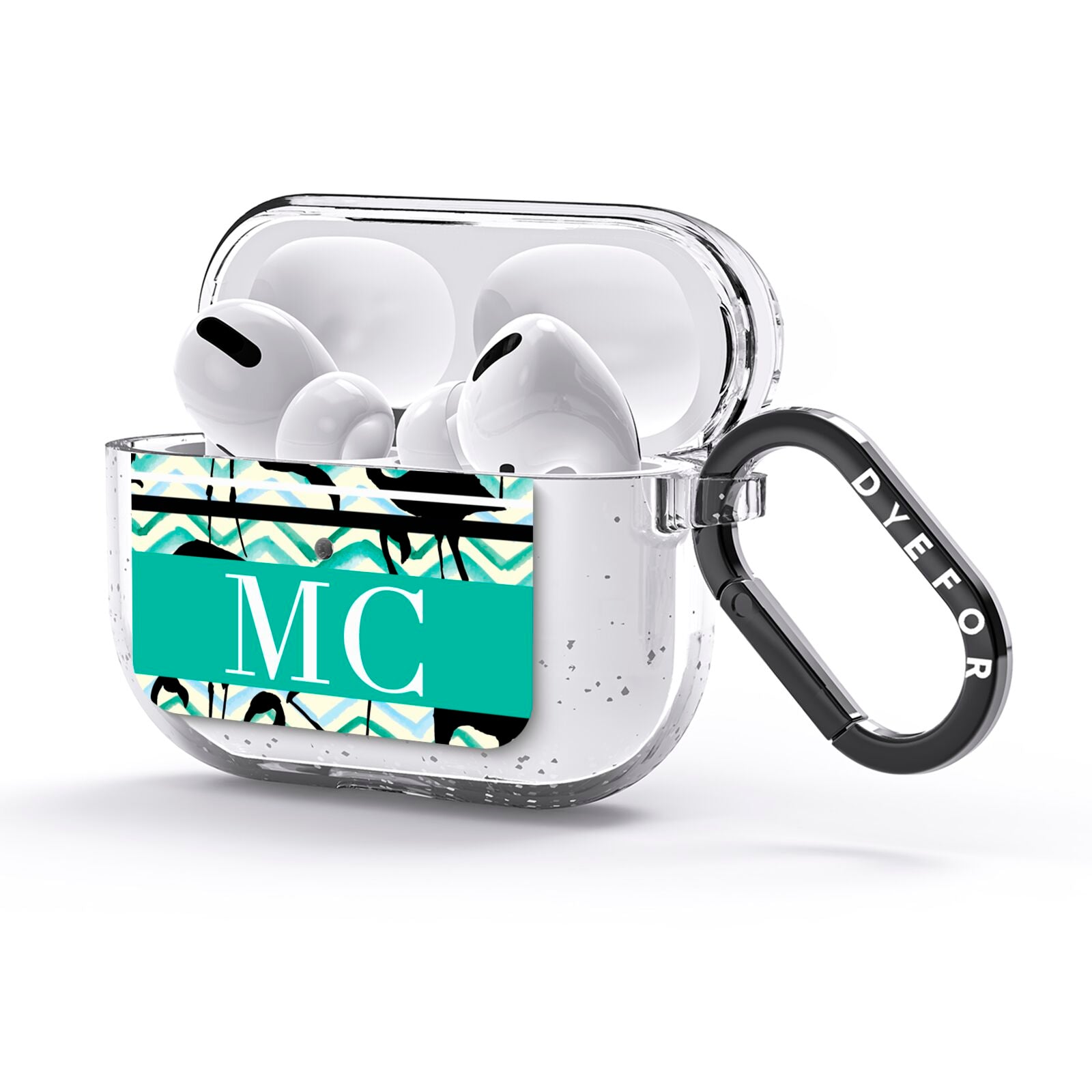 Personalised Initials Flamingos 2 AirPods Glitter Case 3rd Gen Side Image