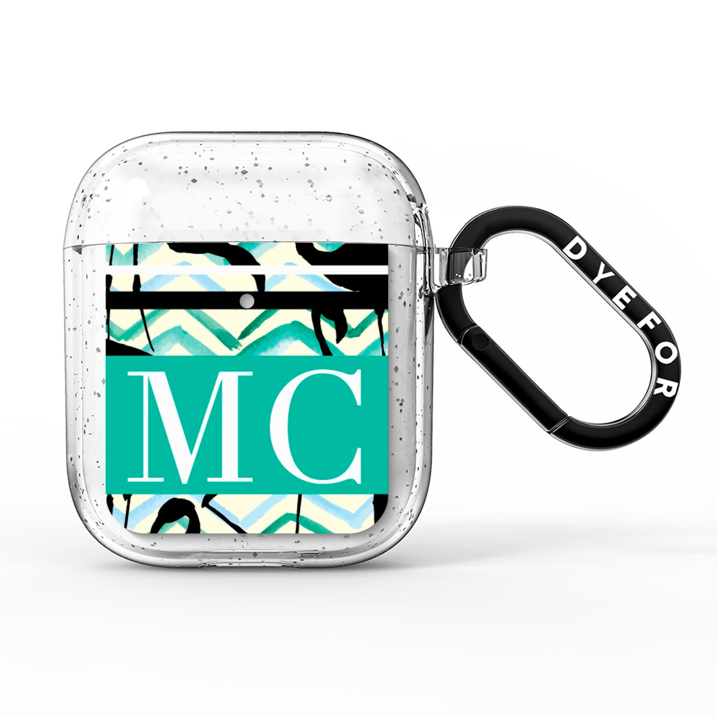 Personalised Initials Flamingos 2 AirPods Glitter Case