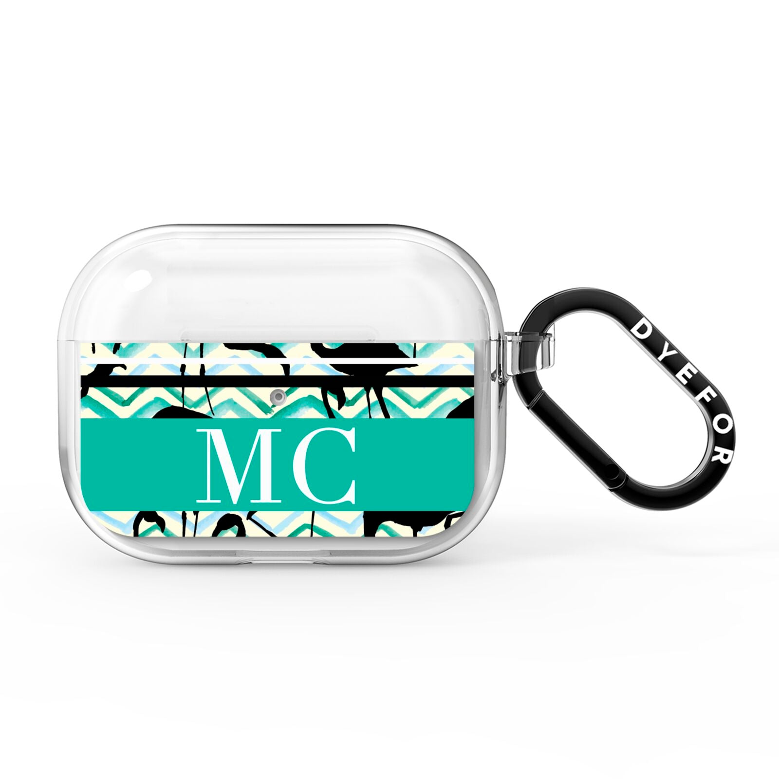 Personalised Initials Flamingos 2 AirPods Pro Clear Case