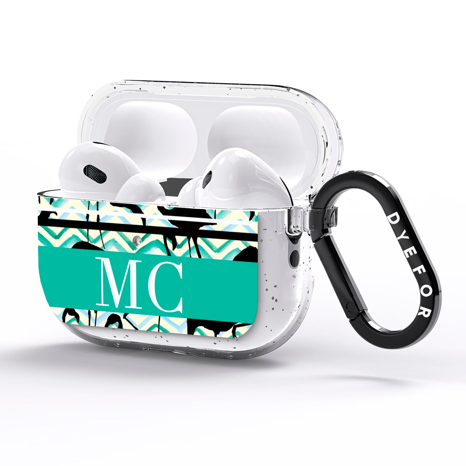 Personalised Initials Flamingos 2 AirPods Pro Glitter Case Side Image