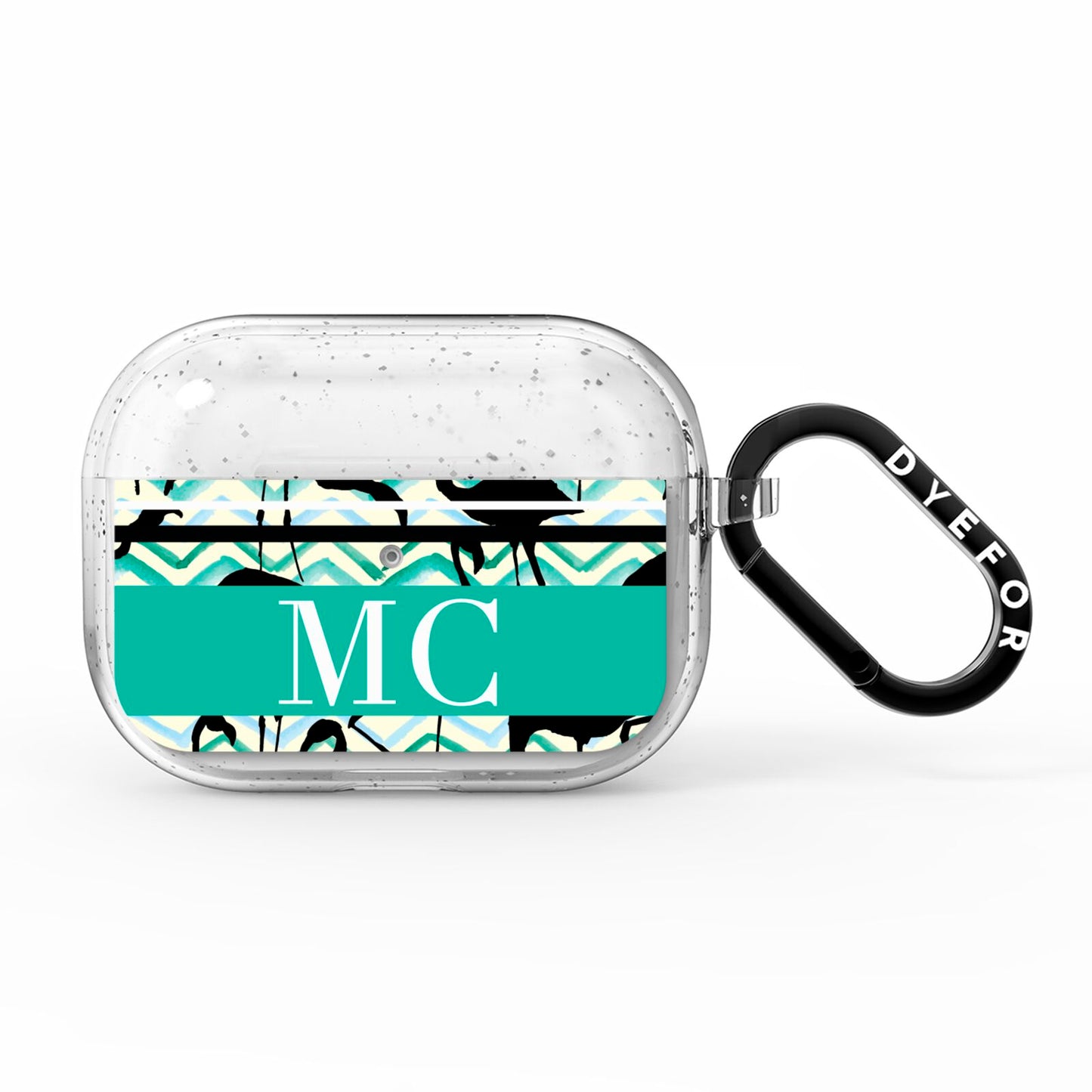 Personalised Initials Flamingos 2 AirPods Pro Glitter Case