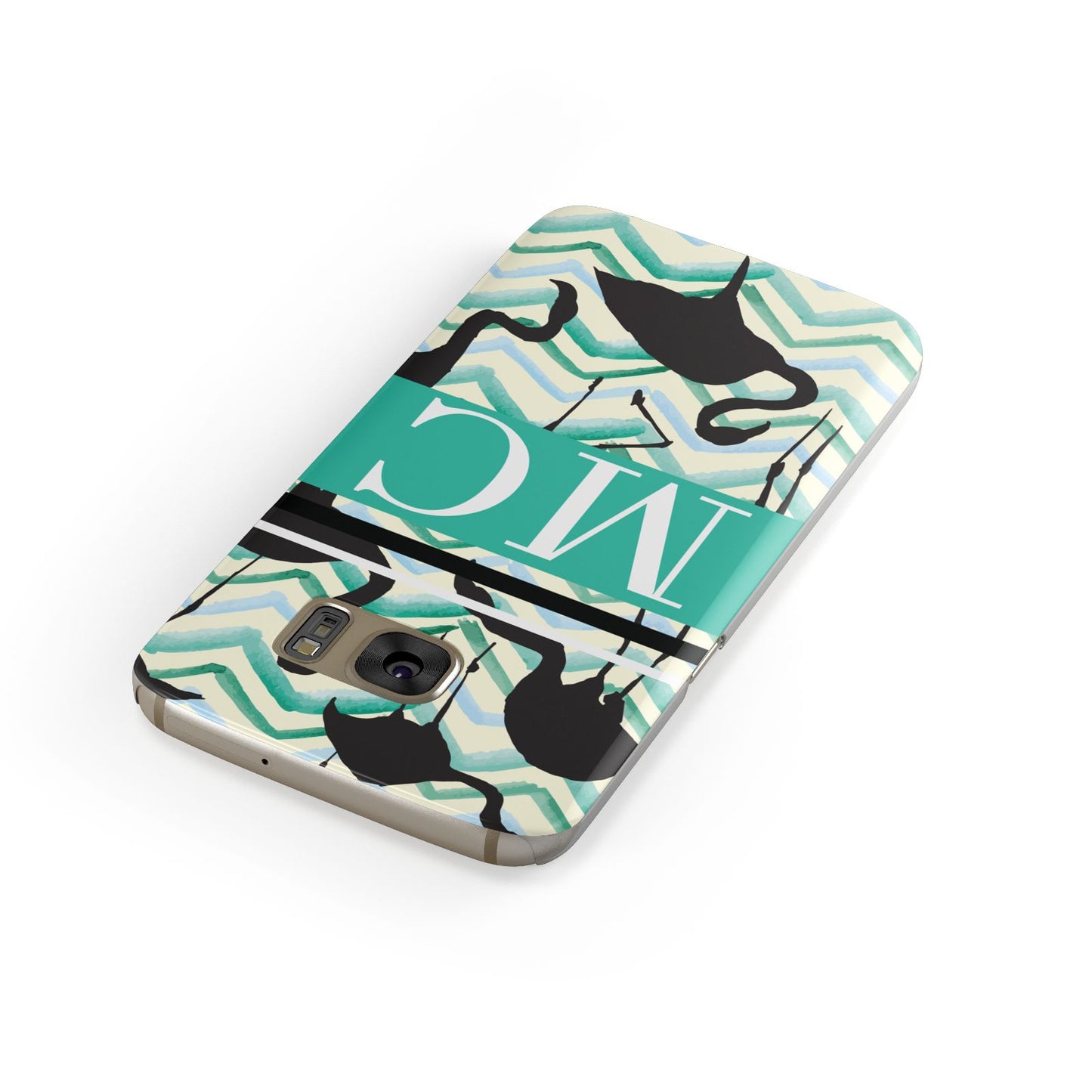 Personalised Initials Flamingos 2 Samsung Galaxy Case Front Close Up