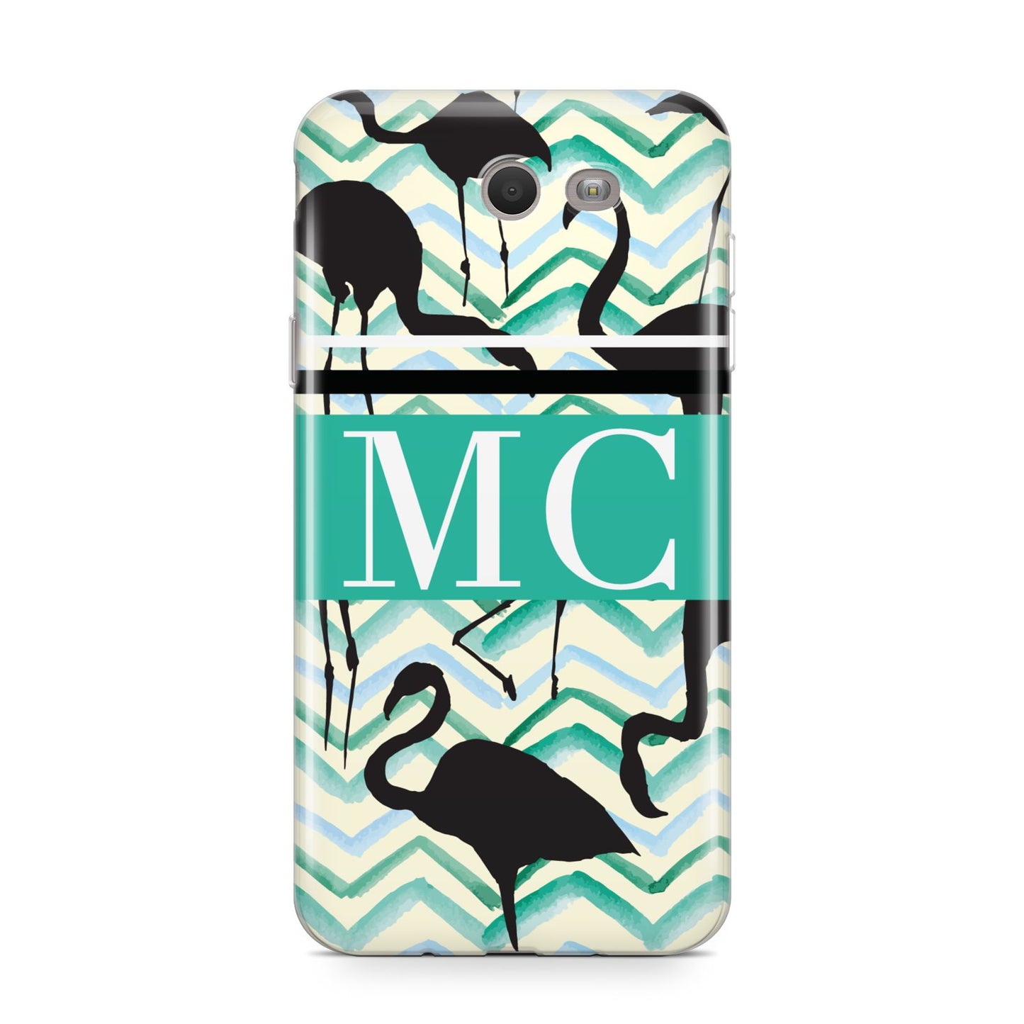 Personalised Initials Flamingos 2 Samsung Galaxy J7 2017 Case