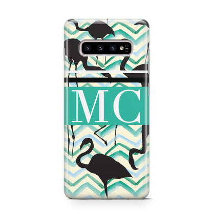 Personalised Initials Flamingos 2 Samsung Galaxy S10 Case