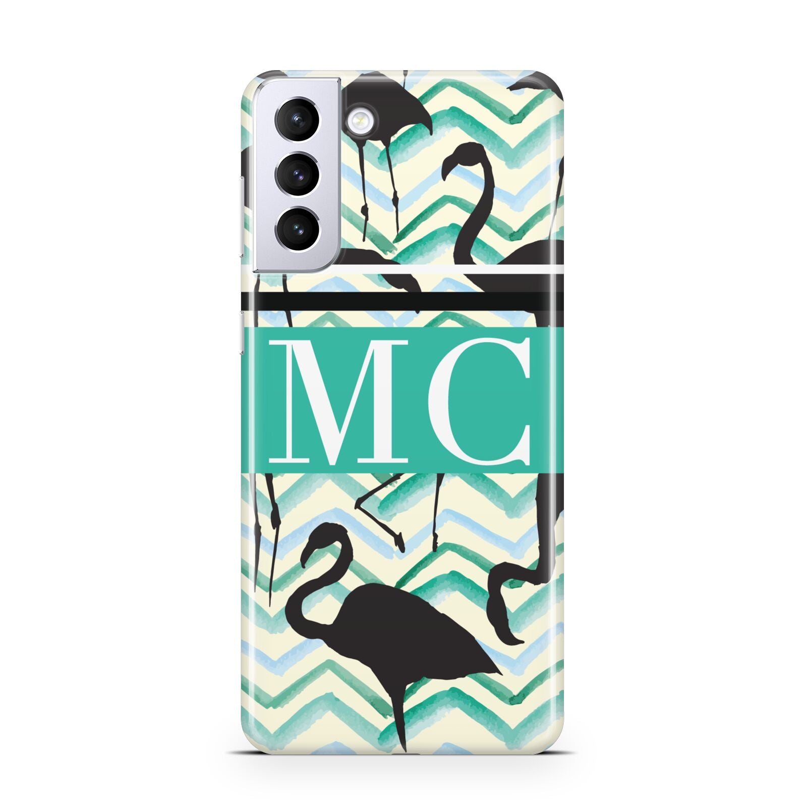 Personalised Initials Flamingos 2 Samsung S21 Plus Phone Case