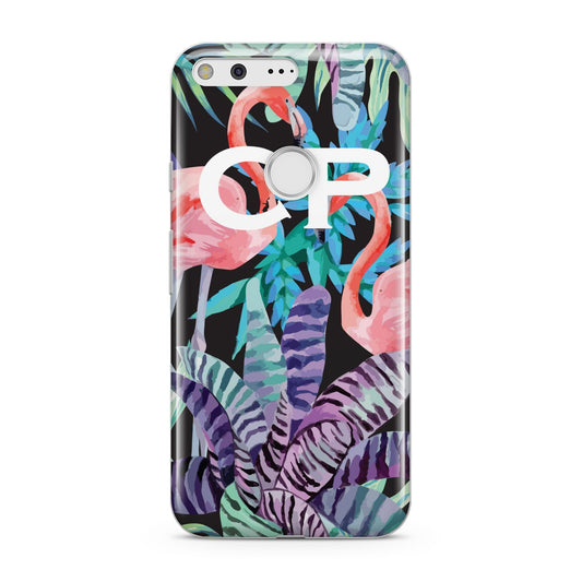 Personalised Initials Flamingos 4 Google Pixel Case