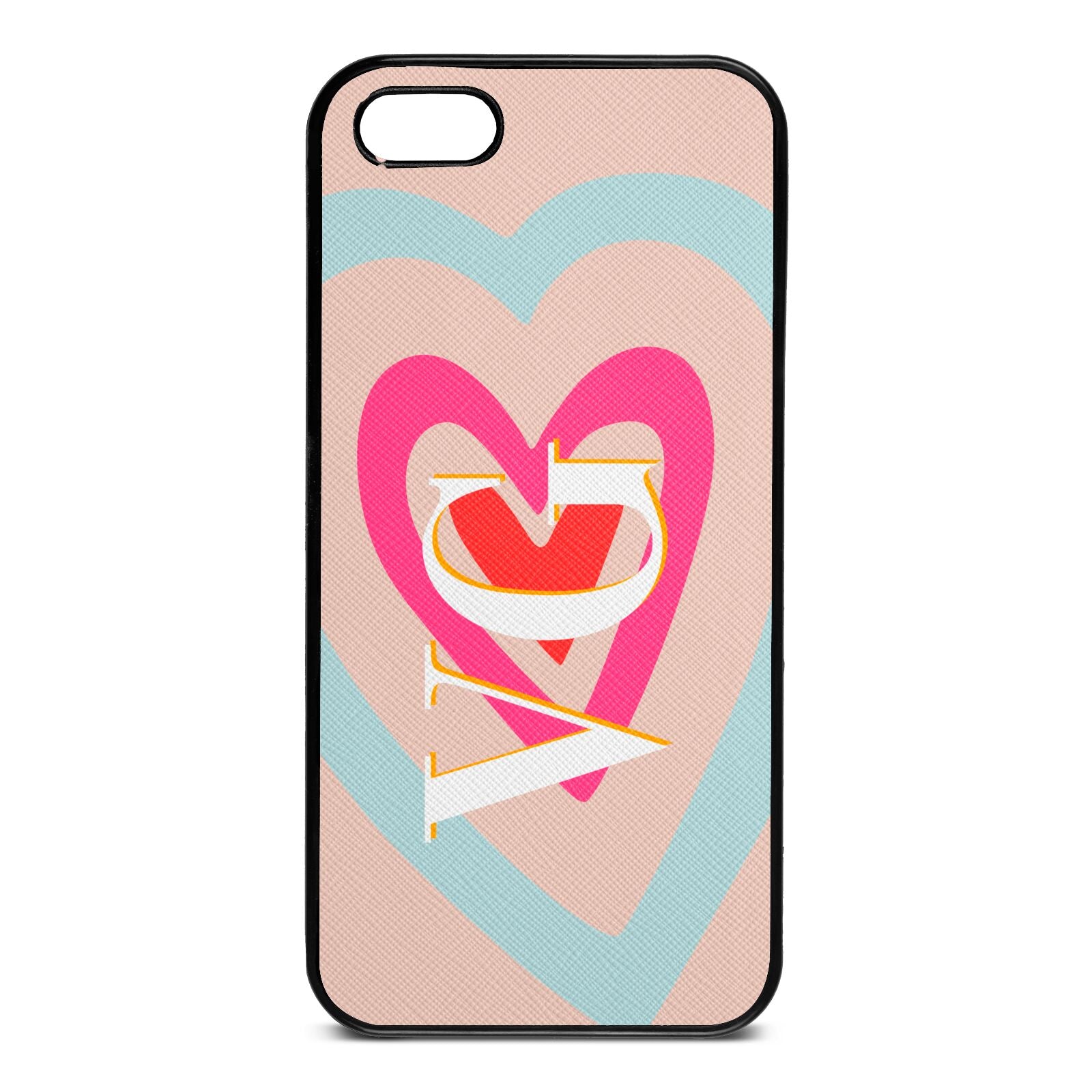 Personalised Initials Heart Nude Saffiano Leather iPhone 5 Case