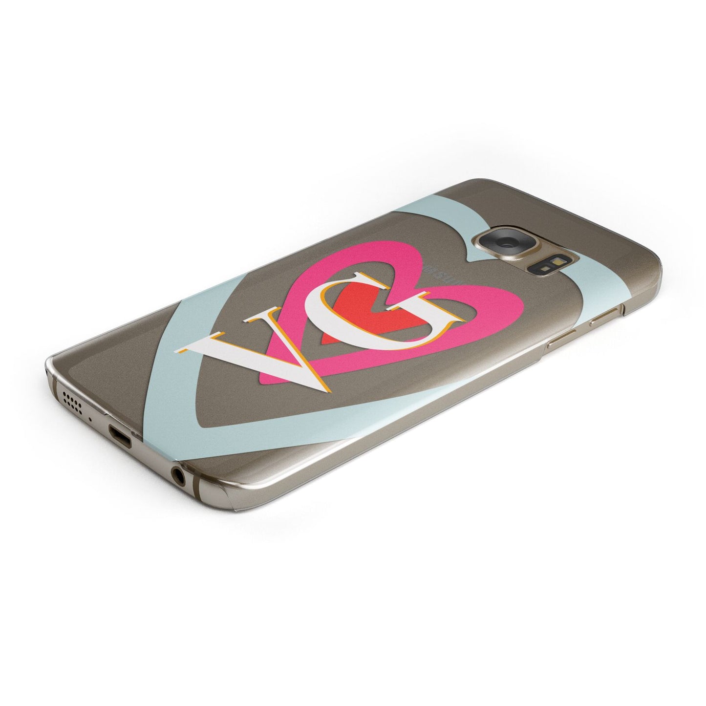 Personalised Initials Heart Protective Samsung Galaxy Case Angled Image