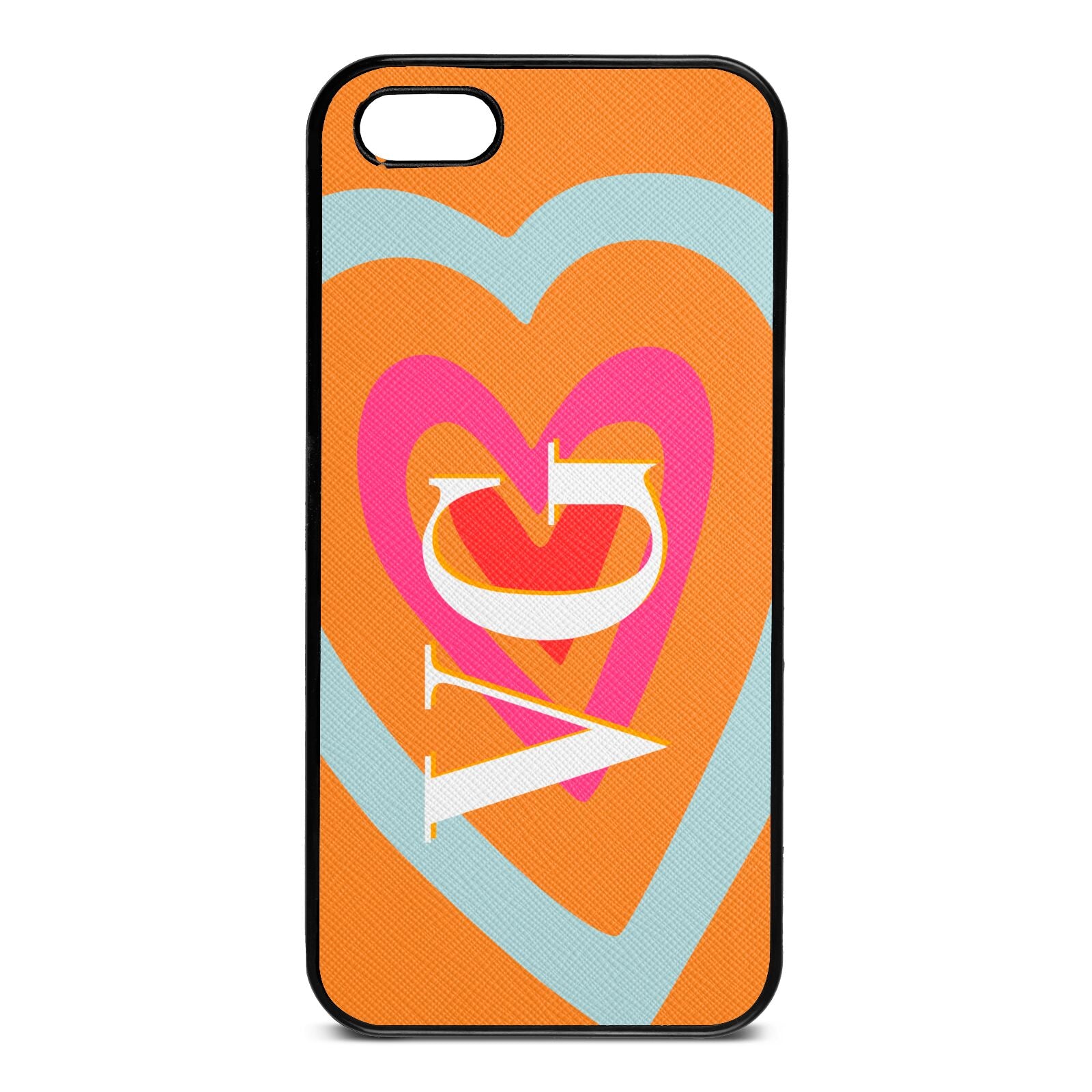 Personalised Initials Heart Saffron Saffiano Leather iPhone 5 Case