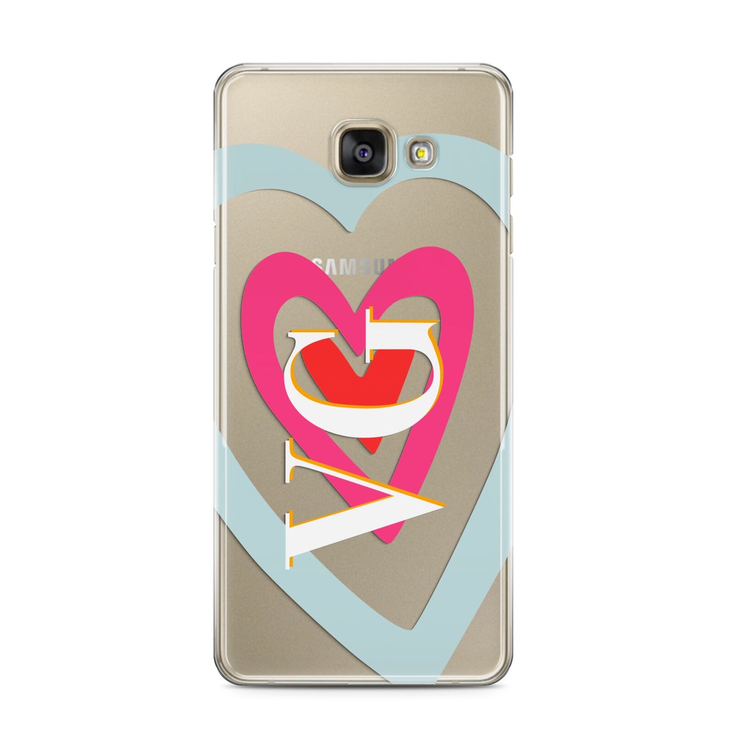 Personalised Initials Heart Samsung Galaxy A3 2016 Case on gold phone