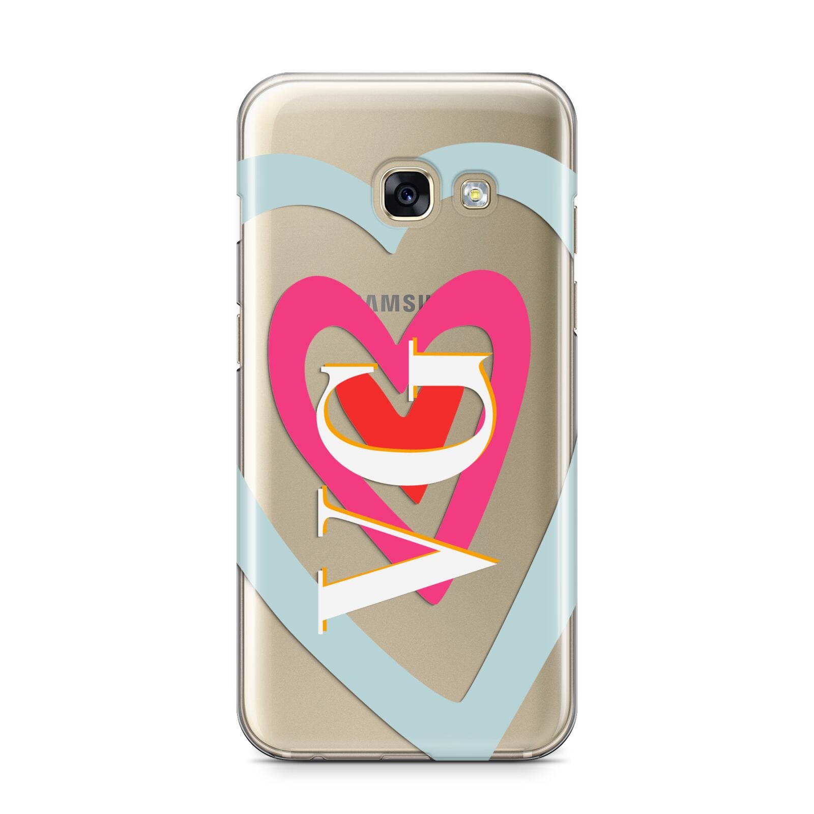 Personalised Initials Heart Samsung Galaxy A3 2017 Case on gold phone