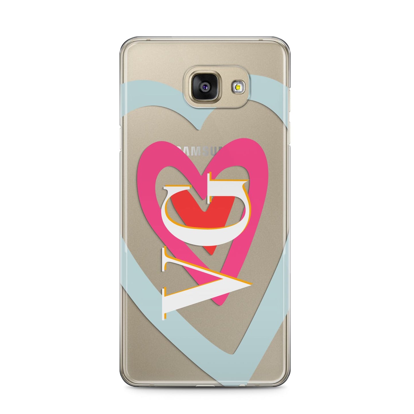 Personalised Initials Heart Samsung Galaxy A5 2016 Case on gold phone