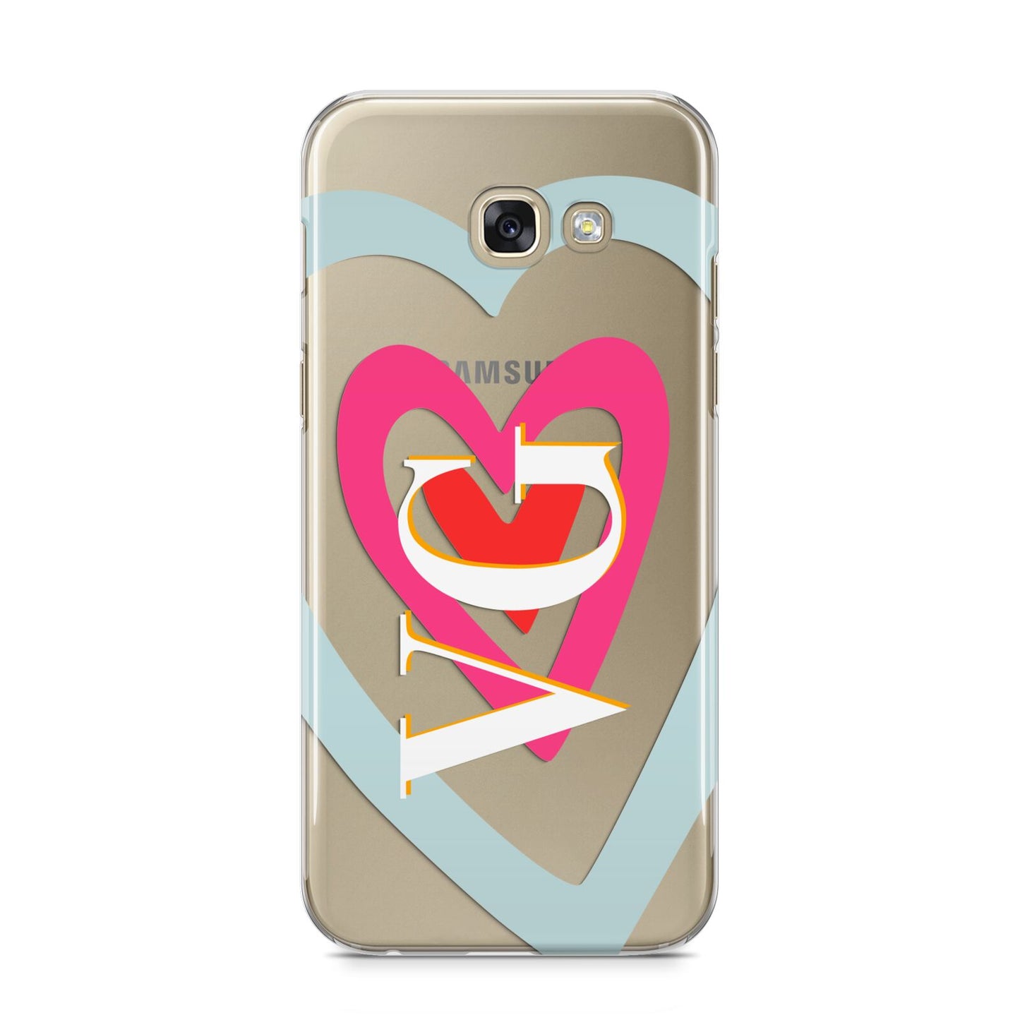 Personalised Initials Heart Samsung Galaxy A5 2017 Case on gold phone