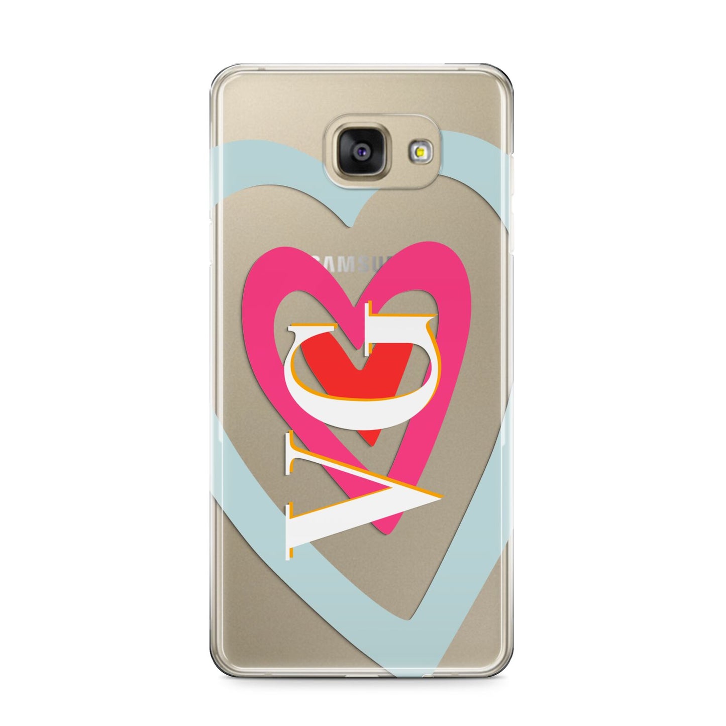 Personalised Initials Heart Samsung Galaxy A9 2016 Case on gold phone