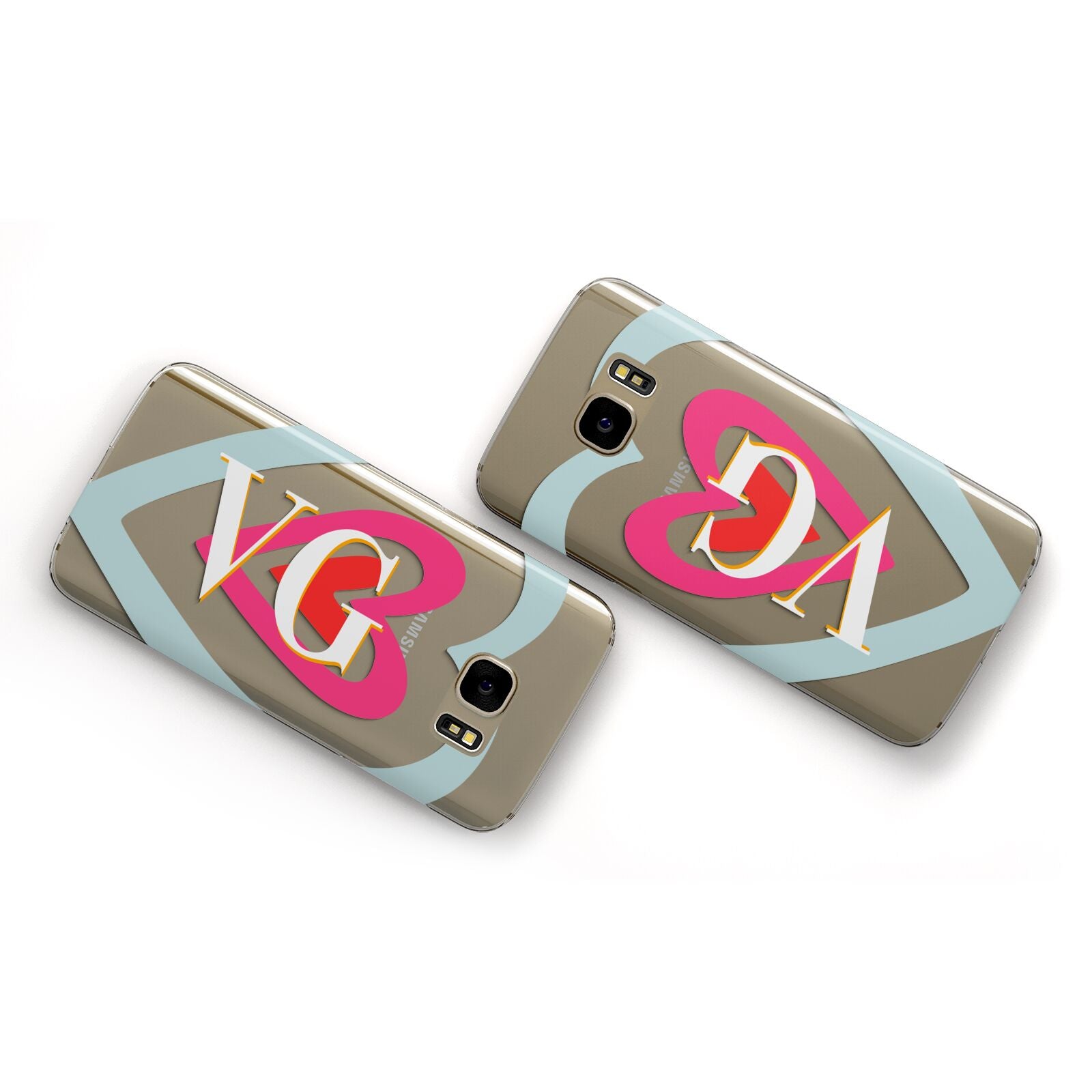 Personalised Initials Heart Samsung Galaxy Case Flat Overview