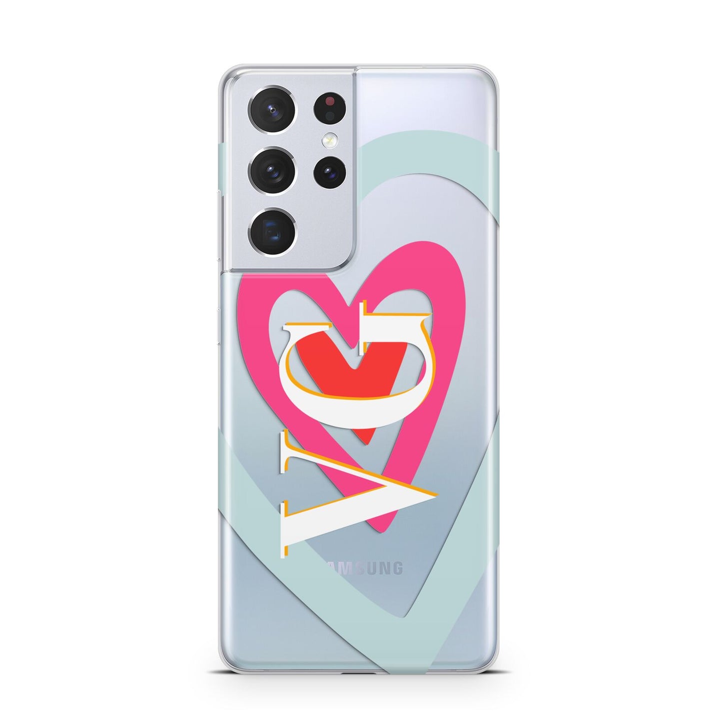 Personalised Initials Heart Samsung S21 Ultra Case