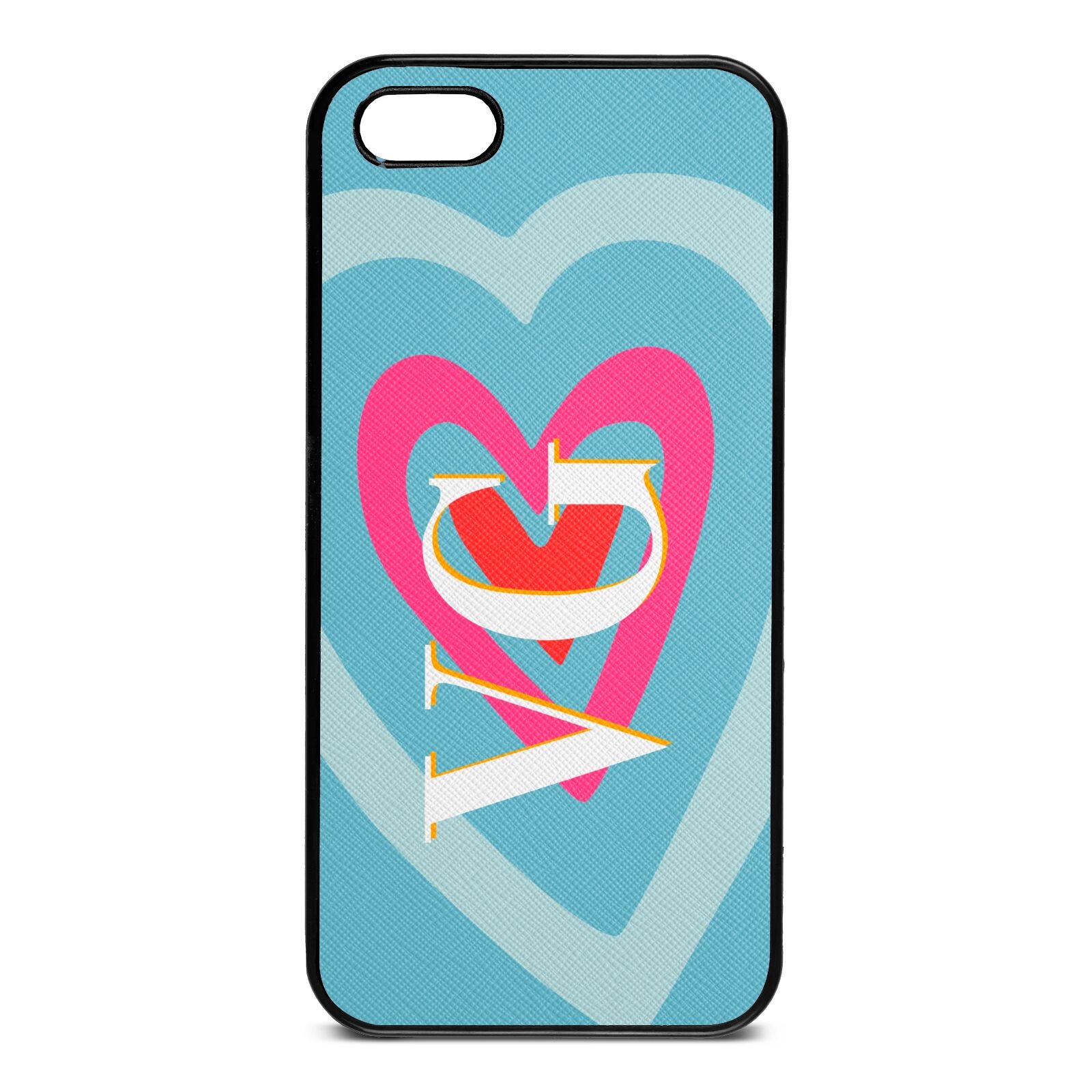 Personalised Initials Heart Sky Saffiano Leather iPhone 5 Case