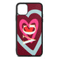 Personalised Initials Heart Wine Red Saffiano Leather iPhone 11 Pro Max Case