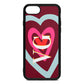 Personalised Initials Heart Wine Red Saffiano Leather iPhone 8 Case