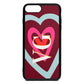 Personalised Initials Heart Wine Red Saffiano Leather iPhone 8 Plus Case