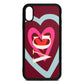 Personalised Initials Heart Wine Red Saffiano Leather iPhone Xr Case