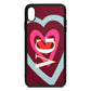 Personalised Initials Heart Wine Red Saffiano Leather iPhone Xs Max Case