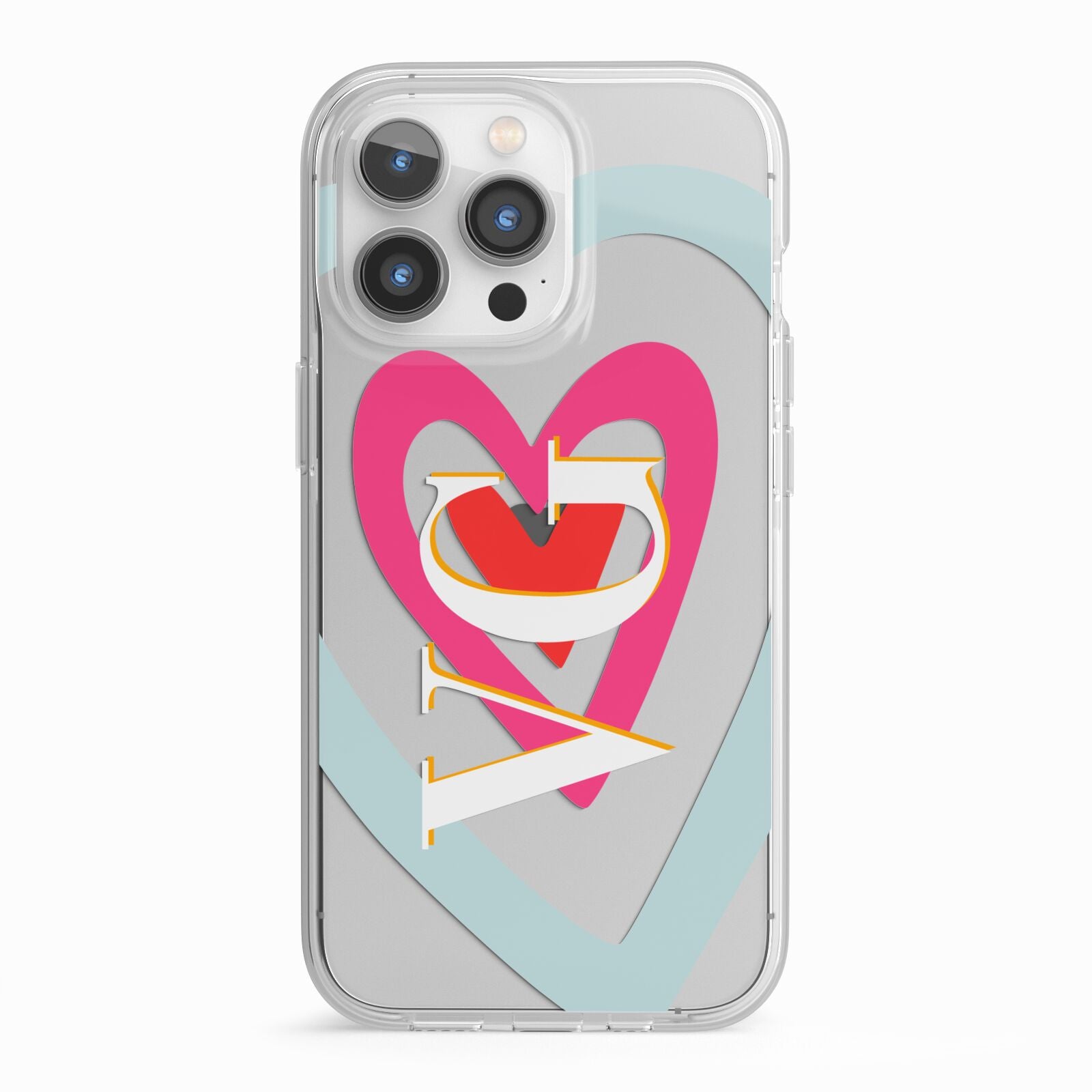 Personalised Initials Heart iPhone 13 Pro TPU Impact Case with White Edges