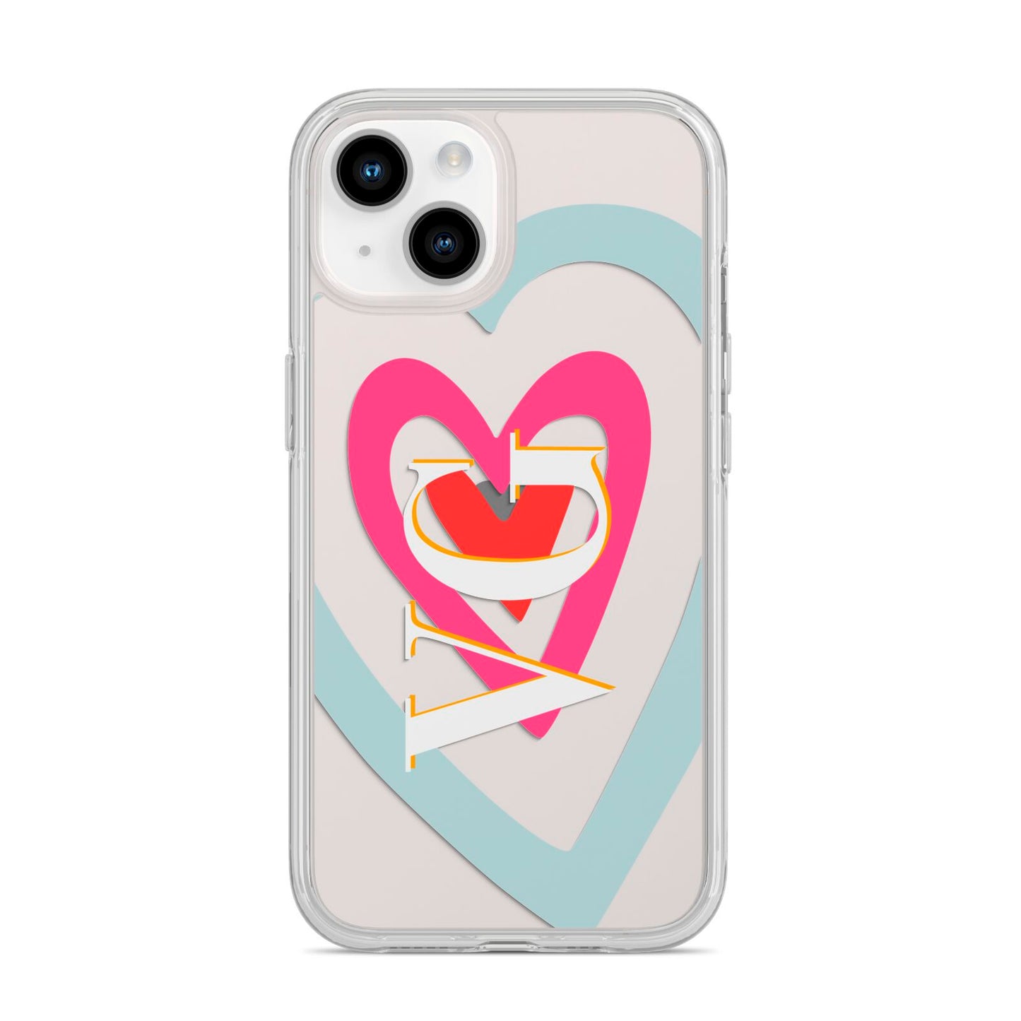 Personalised Initials Heart iPhone 14 Clear Tough Case Starlight