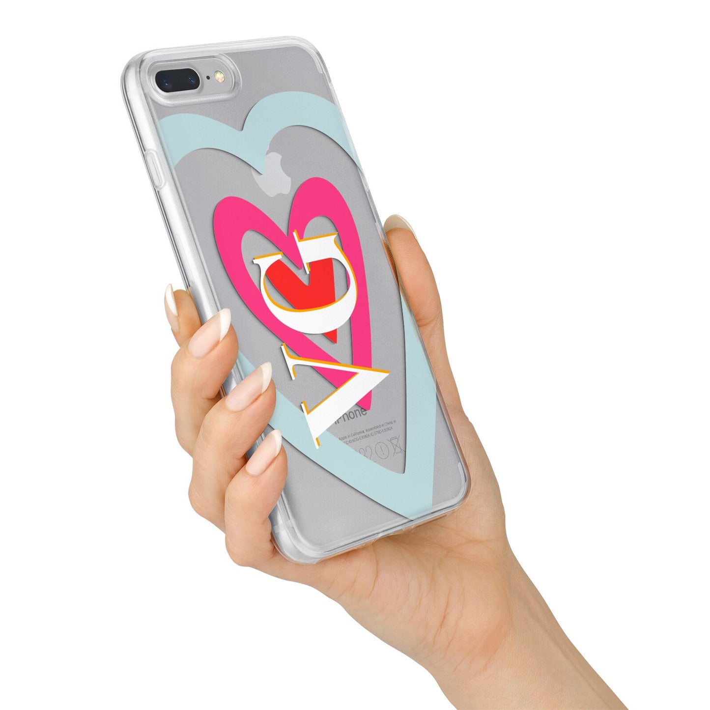 Personalised Initials Heart iPhone 7 Plus Bumper Case on Silver iPhone Alternative Image