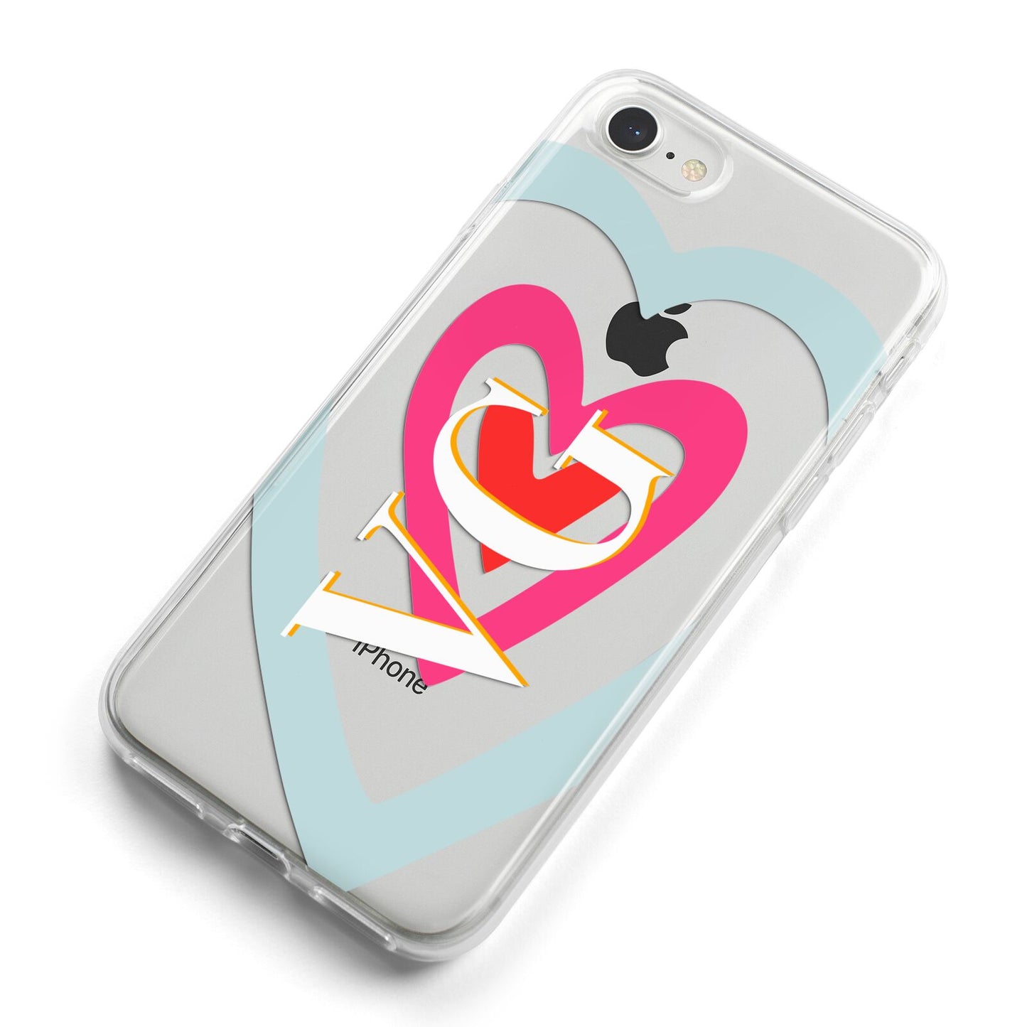 Personalised Initials Heart iPhone 8 Bumper Case on Silver iPhone Alternative Image