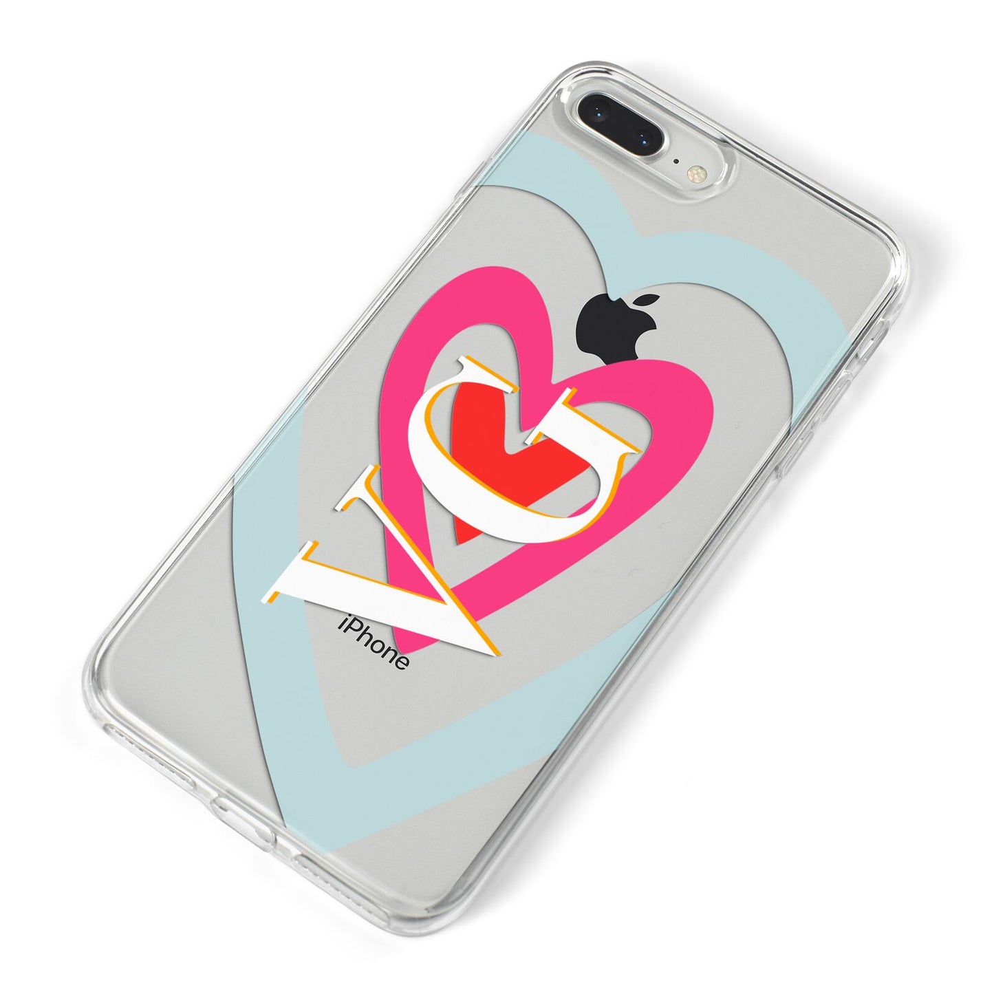 Personalised Initials Heart iPhone 8 Plus Bumper Case on Silver iPhone Alternative Image