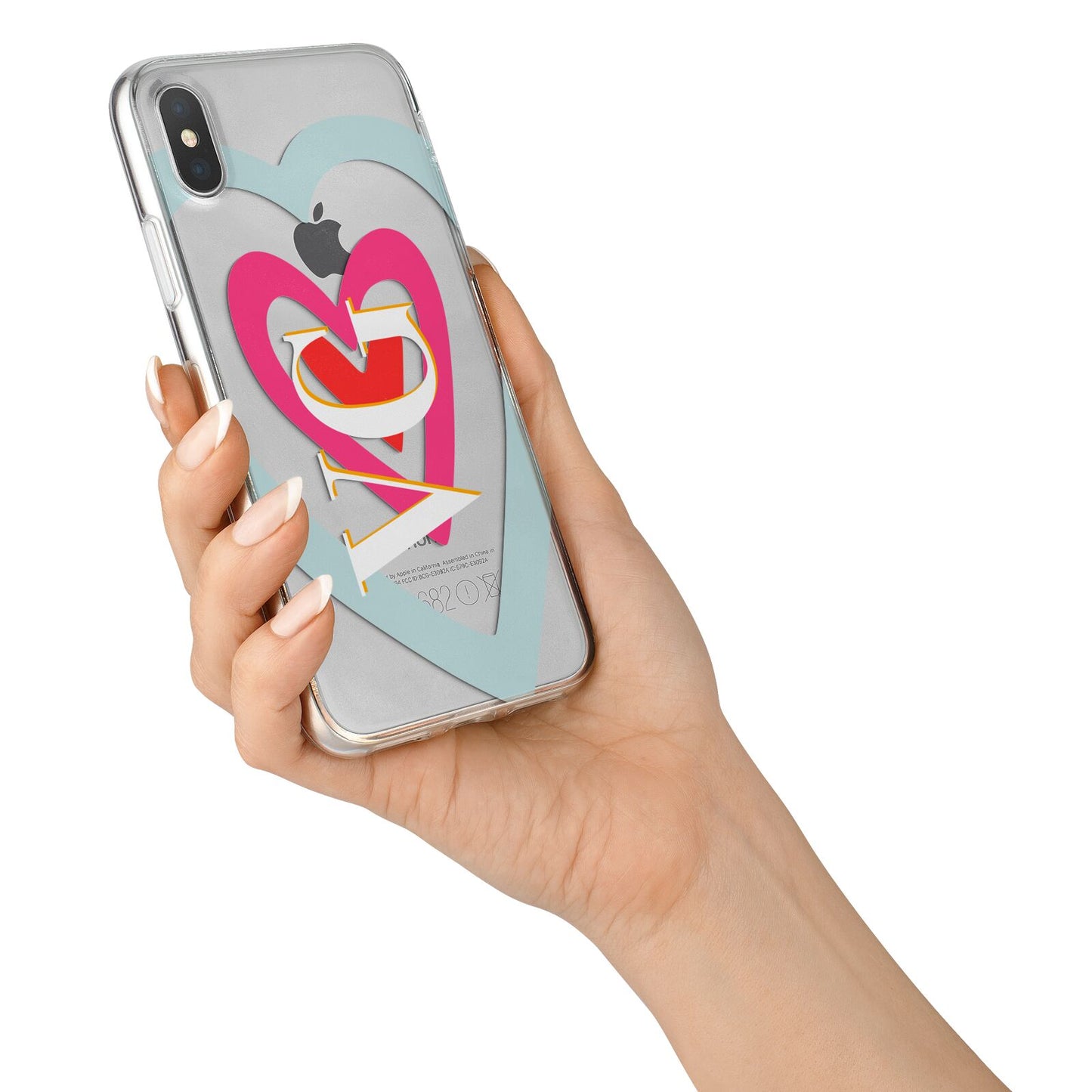 Personalised Initials Heart iPhone X Bumper Case on Silver iPhone Alternative Image 2