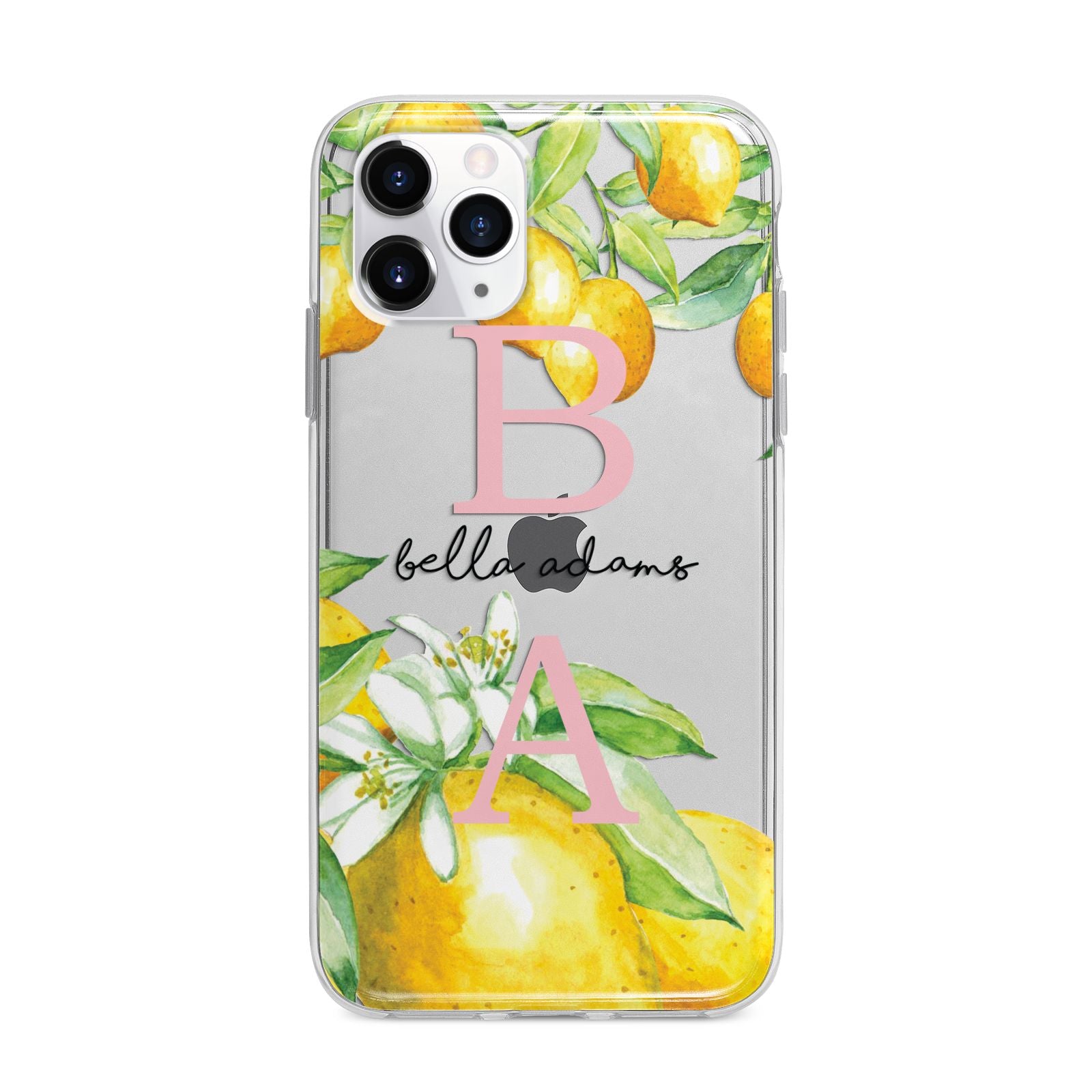 Personalised Initials Lemons Apple iPhone 11 Pro Max in Silver with Bumper Case