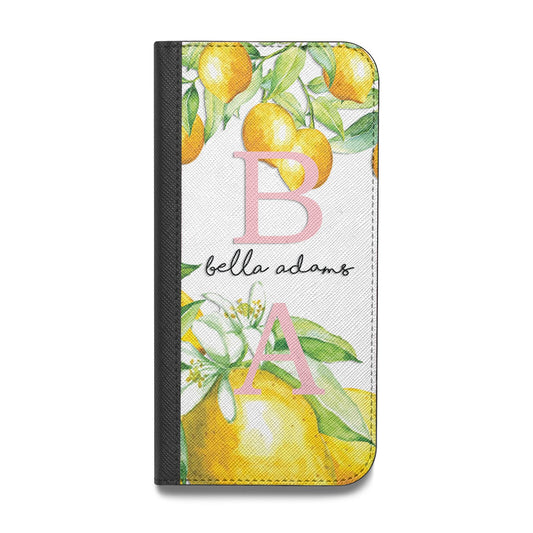 Personalised Initials Lemons Vegan Leather Flip iPhone Case