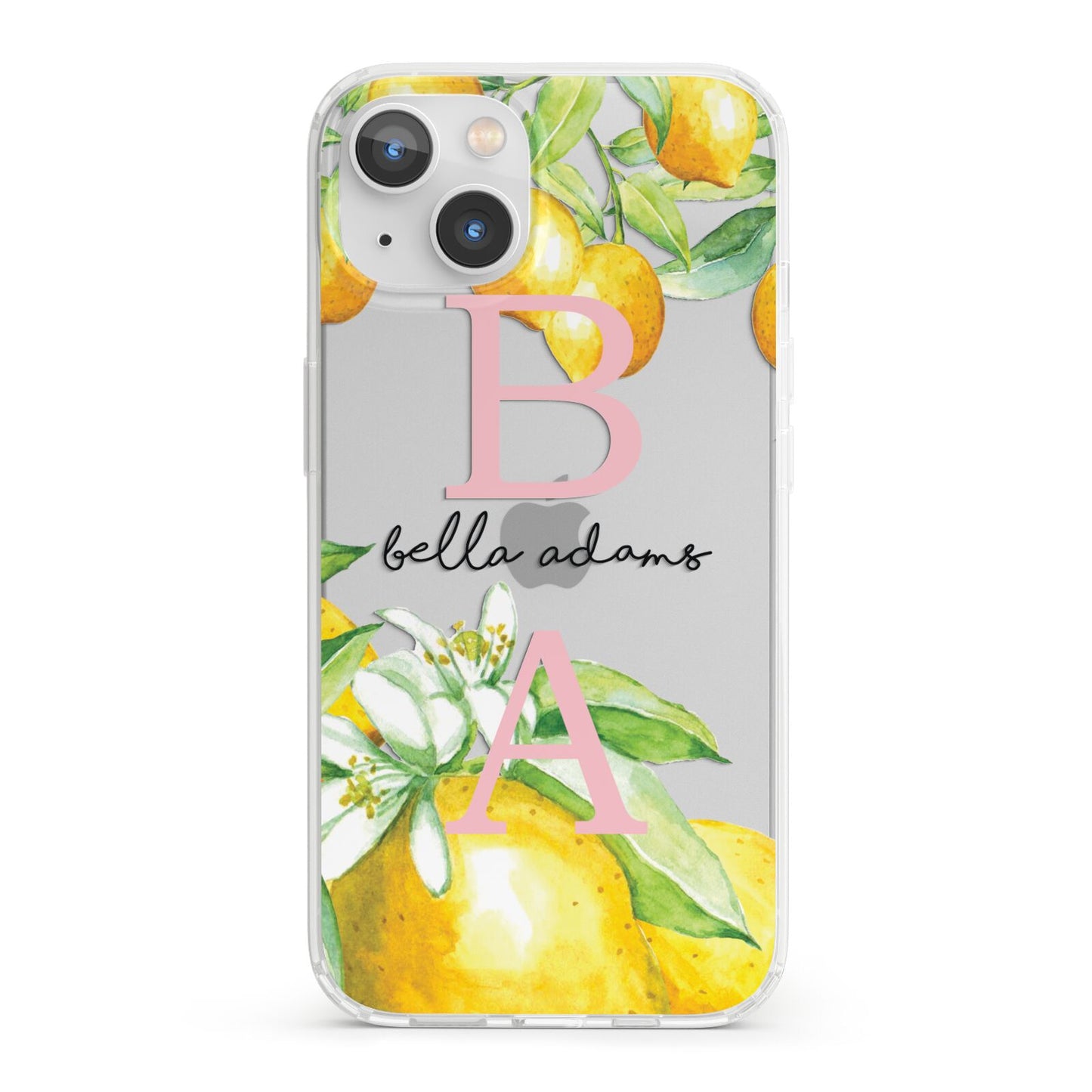 Personalised Initials Lemons iPhone 13 Clear Bumper Case