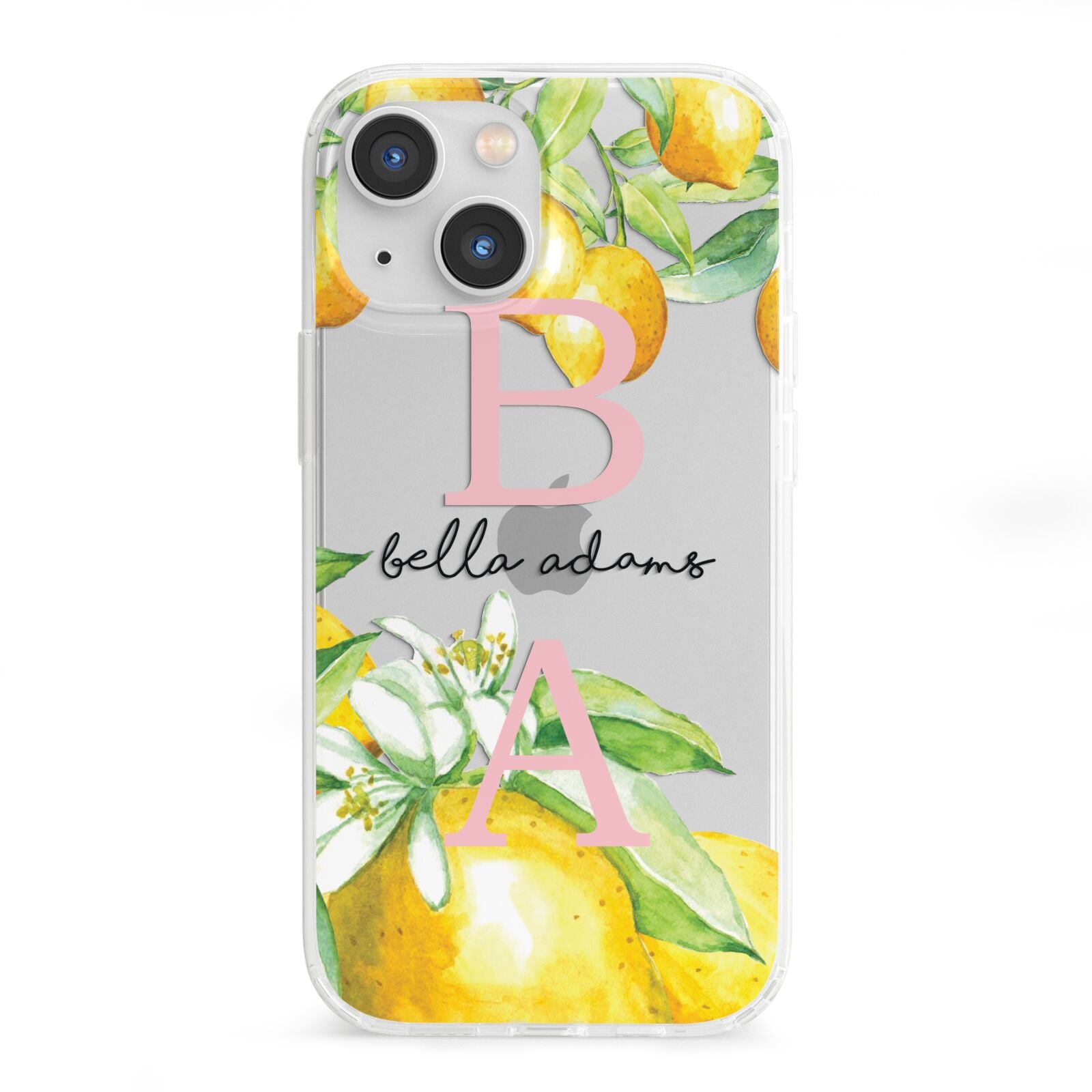 Personalised Initials Lemons iPhone 13 Mini Clear Bumper Case