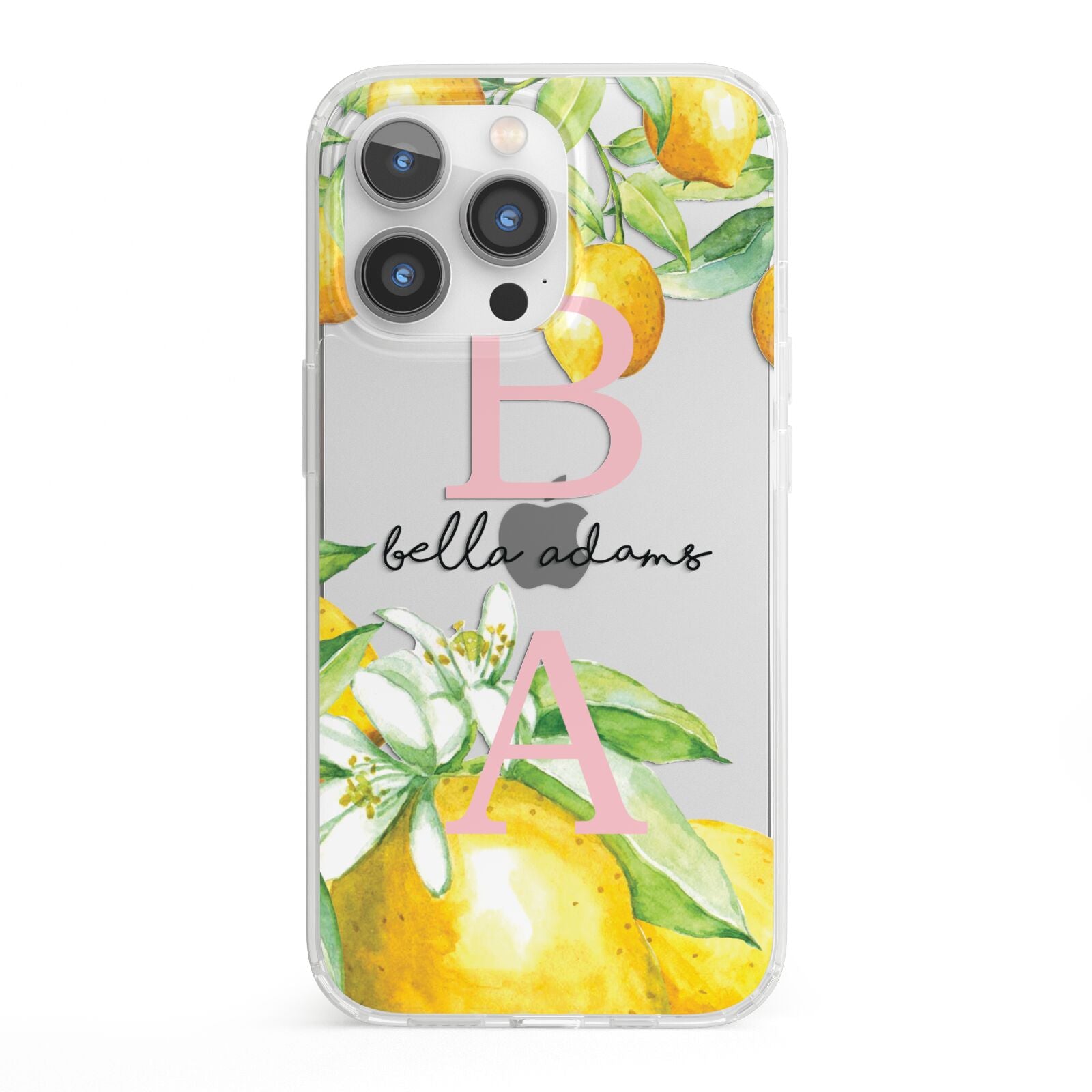 Personalised Initials Lemons iPhone 13 Pro Clear Bumper Case