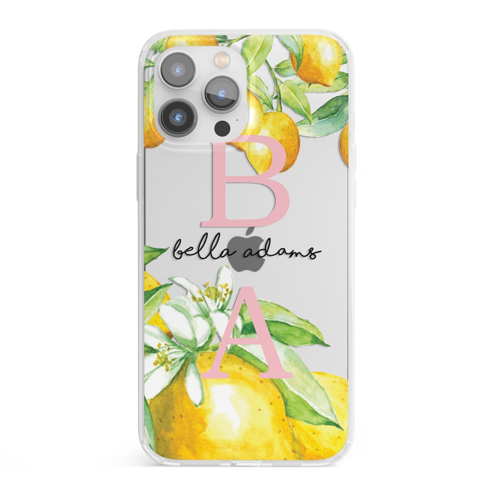 Personalised Initials Lemons iPhone 13 Pro Max Clear Bumper Case