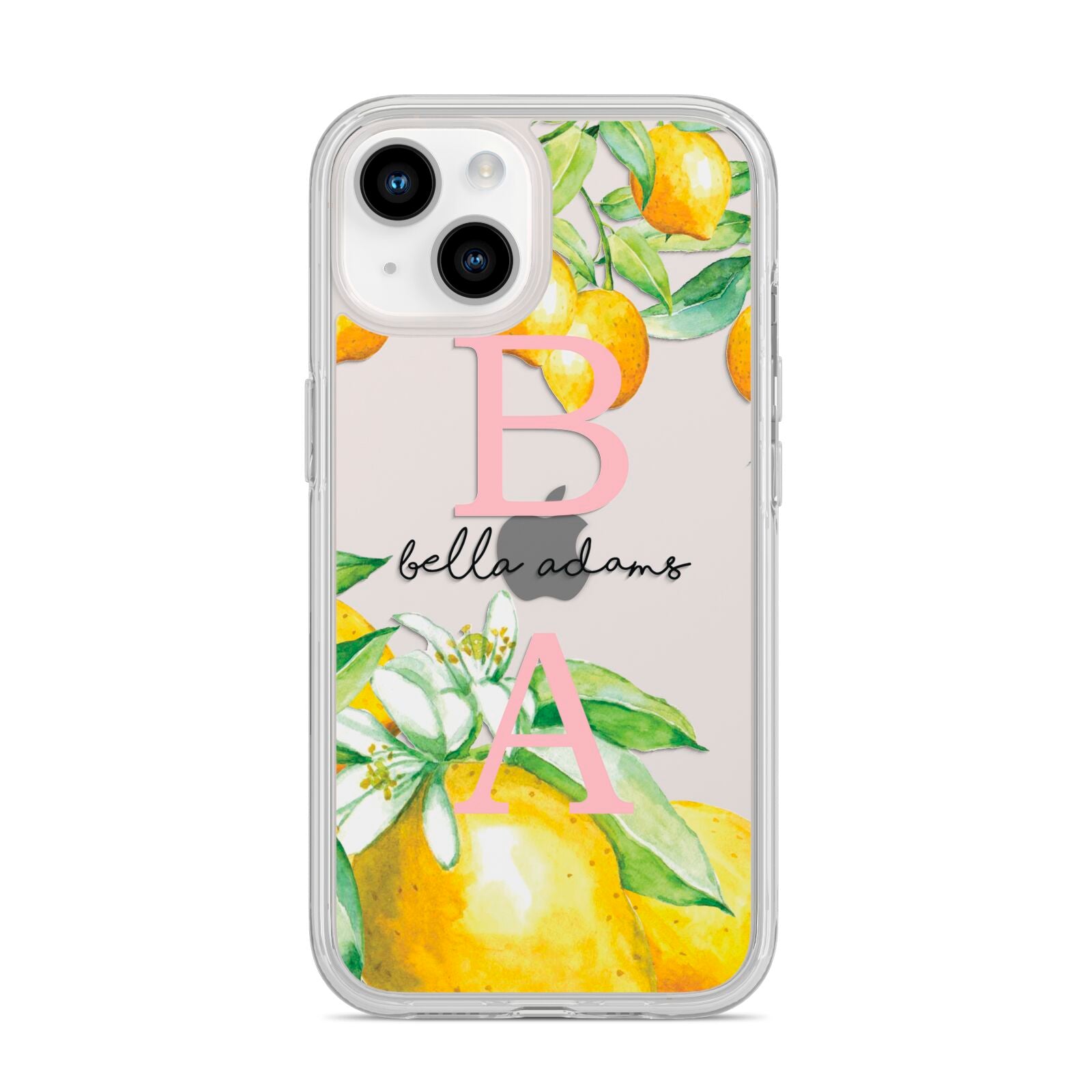 Personalised Initials Lemons iPhone 14 Clear Tough Case Starlight