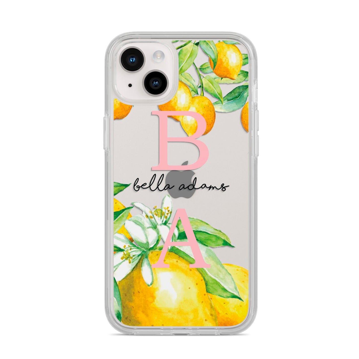 Personalised Initials Lemons iPhone 14 Plus Clear Tough Case Starlight